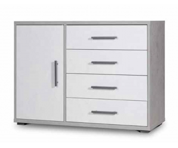 MOBILE MADIA 4 CASSETTI + 1 ANTA GRIGIO E BIANCO CEMENTO 78x98x40