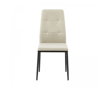 Sedia Adara imbottita in tessuto beige, con struttura metallo colore nero