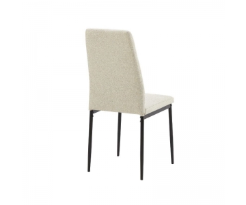Sedia Adara imbottita in tessuto beige, con struttura metallo colore nero