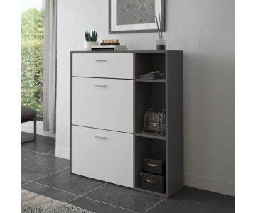 SCARPIERA 2 ANTE A RIBALTA E 1 CASSETTO, COLORE GRIGIO ANTRACITE E BIANCO 90x26 H101,5