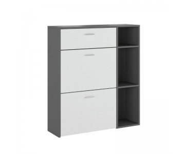 SCARPIERA 2 ANTE A RIBALTA E 1 CASSETTO, COLORE GRIGIO ANTRACITE E BIANCO 90x26 H101,5