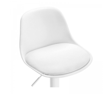 Sgabello Design Bianco, altezza regolabile, seduta imbottita, piede in acciaio