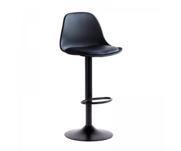 Sgabello Design Nero, altezza regolabile, seduta imbottita, piede in acciaio