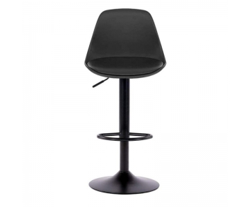 Sgabello Design Nero, altezza regolabile, seduta imbottita, piede in acciaio