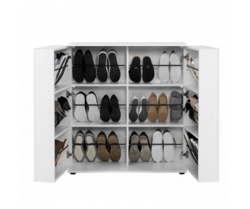 SCARPIERA 2 ANTE E 8 RIPIANI, 24 PAIA DI SCARPE, BIANCA E ROVERE