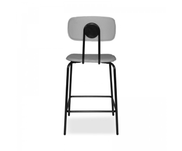 Sgabello Glami in tessuto PVC effetto cuoio, struttura metallo nero con poggiapiedi. Seduta H65