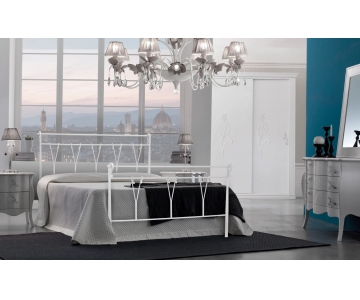 Letto in Ferro Battuto Matrimoniale Bianco Satinato - art. PASB