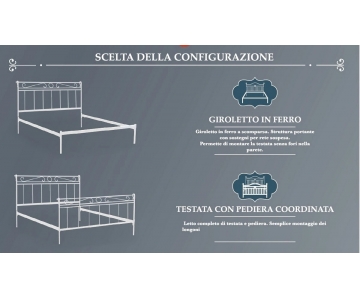 Letto in Ferro Battuto Matrimoniale Bianco Satinato - art. SOS