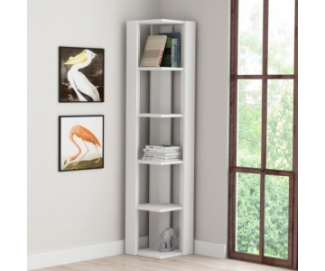 MOBILE ANGOLARE LIBRERIA 5 RIPIANI, BIANCA, ANTRACITE, TORTORA 34x34xH161