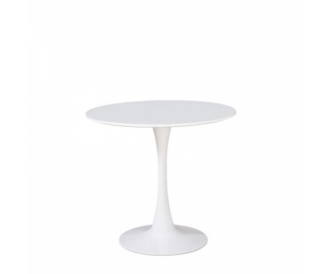Tavolo rotondo da 90 per soggiorno, sala, salotto, bianco opaco, gamba metallo