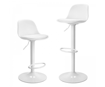 Sgabello Design Bianco, altezza regolabile, seduta imbottita, piede in acciaio
