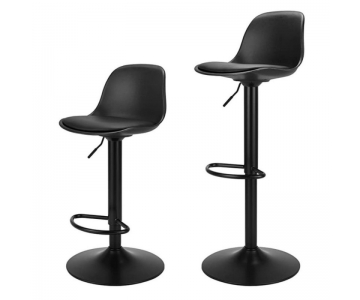 Sgabello Design Nero, altezza regolabile, seduta imbottita, piede in acciaio